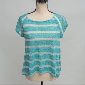 Dream Out Loud babydoll style sheer hi low turquoise t-shirt cutout in back M